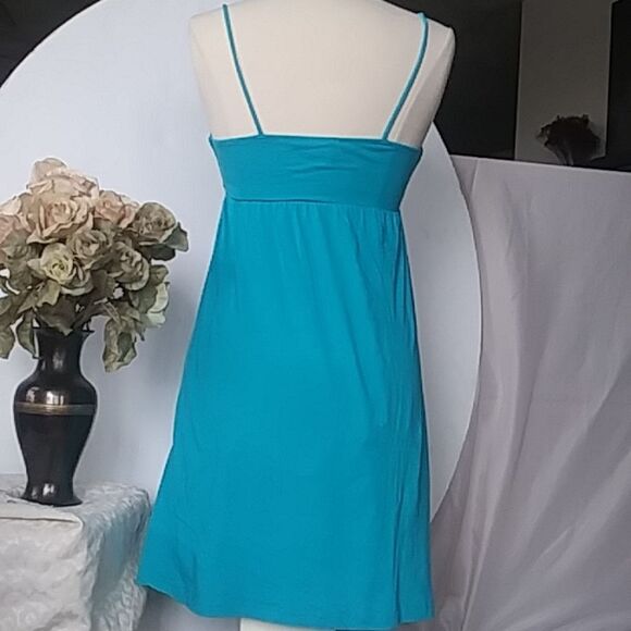 Dress Mossimo Teal Blue  Green Empire Waist Sundress Babydoll T Shirt Fabric S - Picture 4 of 5